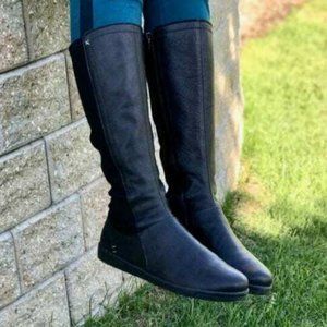 Sleek Black Below Knee Flat Boots